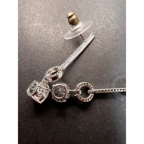 White CZ long earrings in sterling silver - Picture 14 of 15